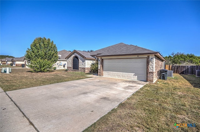 ranch-style house with a front lawn