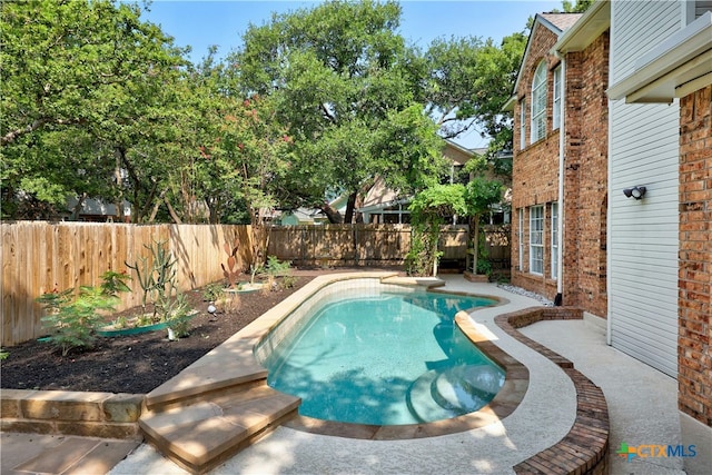 view of swimming pool with a fenced in pool and a fenced backyard