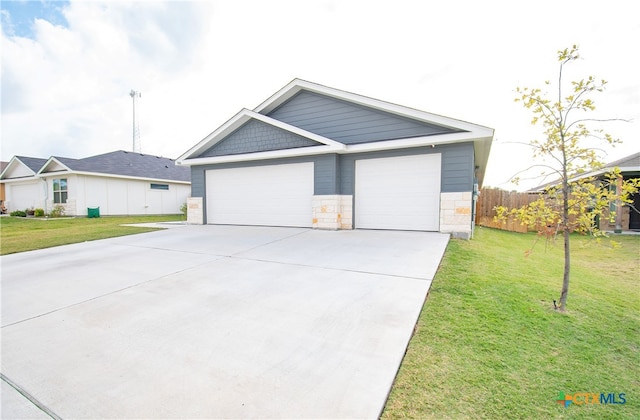 garage with a lawn