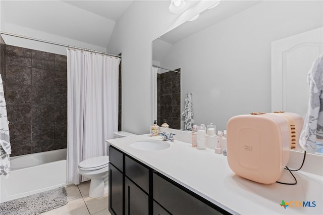 427 Bluejack Way, Hutto, TX 78634 - full bath with tile patterned floors, toilet, shower / bath combo, and vanity