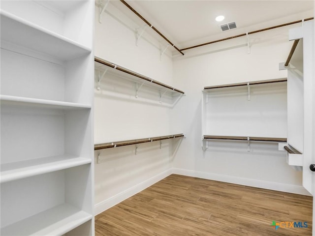 walk in closet featuring wood-type flooring