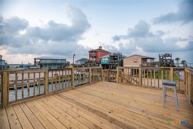 deck with a water view