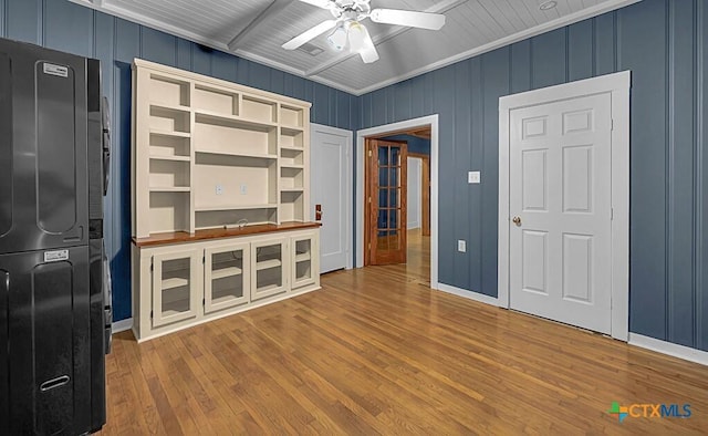 905 N 33rd St, Waco, TX 76707 - unfurnished living room featuring ceiling fan, wood finished floors, and wood ceiling