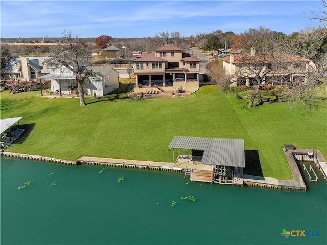 bird's eye view featuring a water view