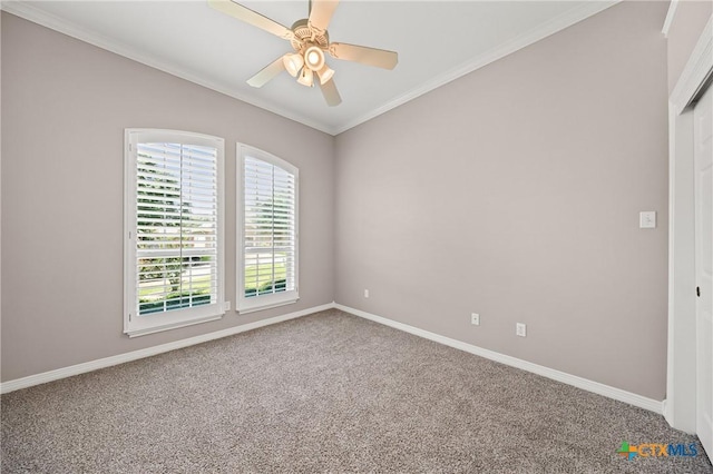 2206 Pheasant Run Ln, Temple, TX 76502 - unfurnished room featuring carpet, crown molding, and ceiling fan