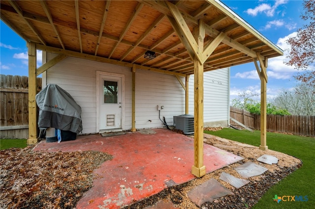 view of patio / terrace with central air condition unit