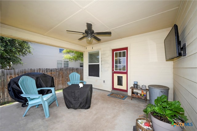 view of patio / terrace with ceiling fan