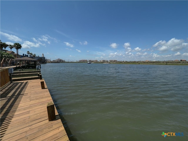 dock area featuring a water view