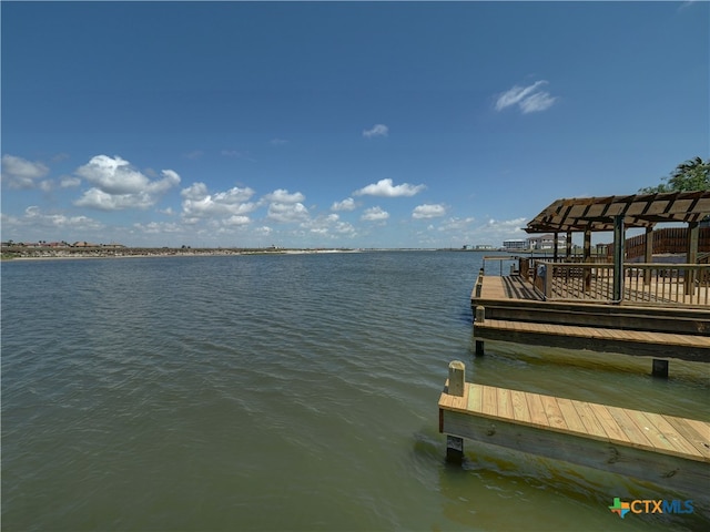 view of dock featuring a water view