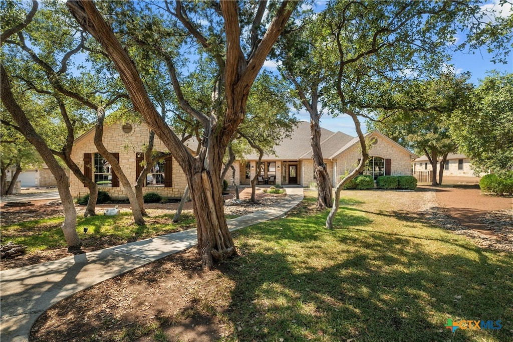 view of front of home featuring a front yard