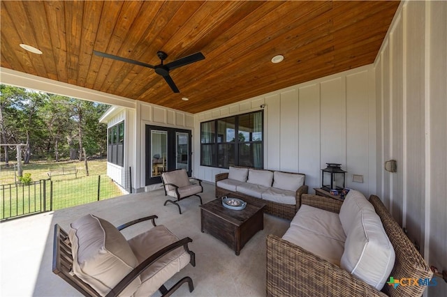 150 Panorama Dr, Wimberley, TX 78676 - view of patio / terrace featuring an outdoor living space and a ceiling fan