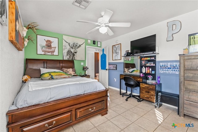 846 Thomas St, Copperas Cove, TX 76522 - bedroom with light tile patterned floors and a ceiling fan