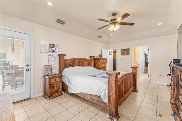 846 Thomas St, Copperas Cove, TX 76522 - bedroom featuring light tile patterned floors, access to outside, recessed lighting, and a ceiling fan