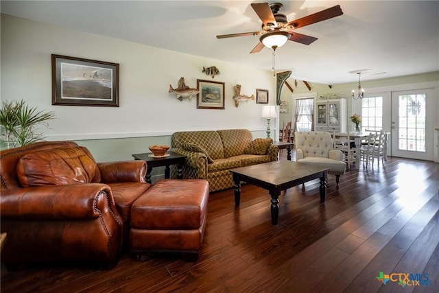 24135 State Highway 172, Port Lavaca, TX 77979 - living room featuring wood finished floors and a ceiling fan