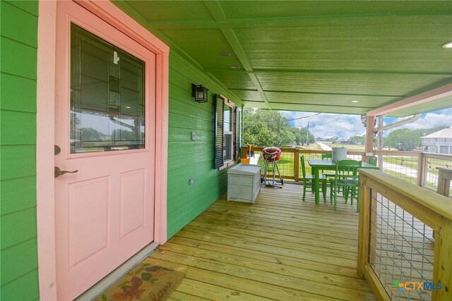 deck featuring a porch