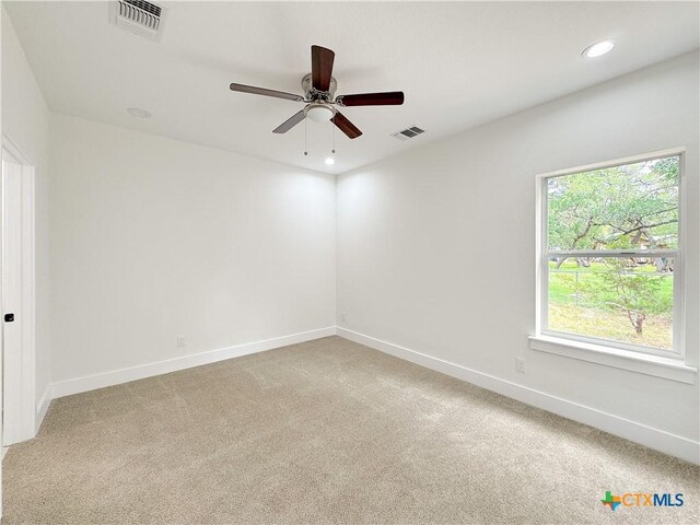 1637 Bob White Dr, Spring Branch, TX 78070 - unfurnished room with ceiling fan, light colored carpet, baseboards, and recessed lighting