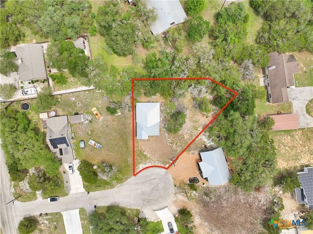 1637 Bob White Dr, Spring Branch, TX 78070 - aerial view of residential area with property parcel outlined