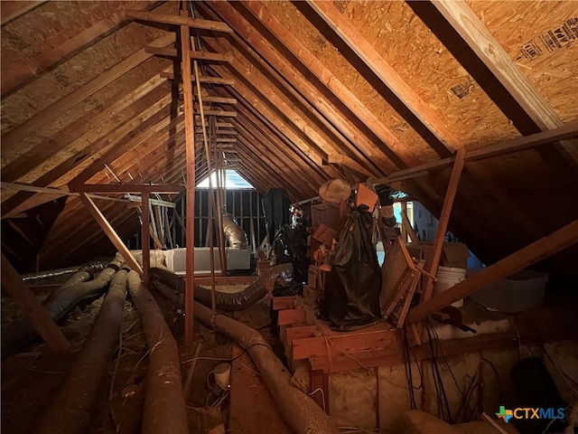 view of unfinished attic