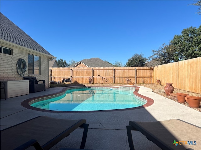 view of swimming pool featuring a patio area