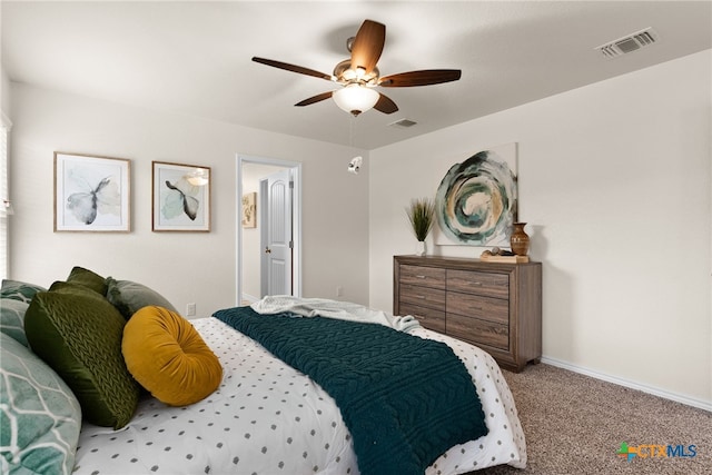 5002 Rose Garden Loop, Killeen, TX 76542 - carpeted bedroom with baseboards, ceiling fan, and visible vents