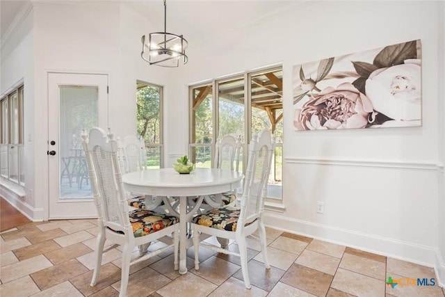 dining room featuring an inviting chandelier