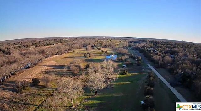 aerial view featuring a rural view