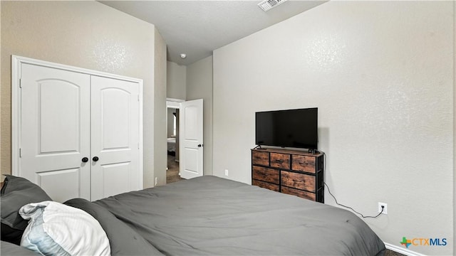 557/561 Creekside Cir, New Braunfels, TX 78130 - bedroom with a closet and a textured wall