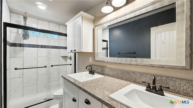 543 Scenic Terrace Dr, Canyon Lake, TX 78133 - full bathroom with a stall shower and double vanity