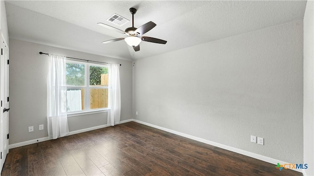 543 Scenic Terrace Dr, Canyon Lake, TX 78133 - spare room featuring ceiling fan and dark wood finished floors
