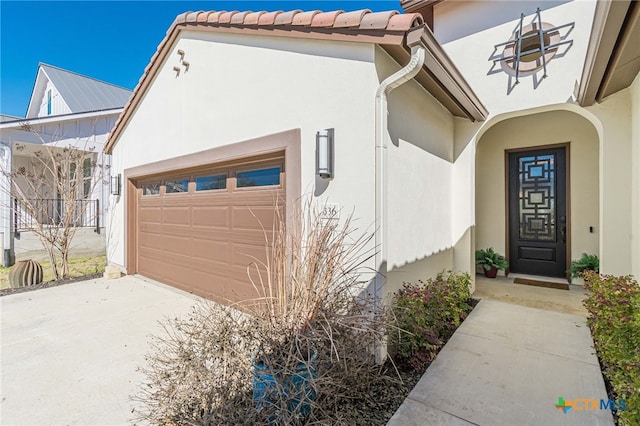 exterior space featuring a garage