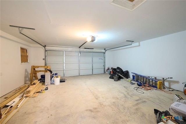 garage with a garage door opener