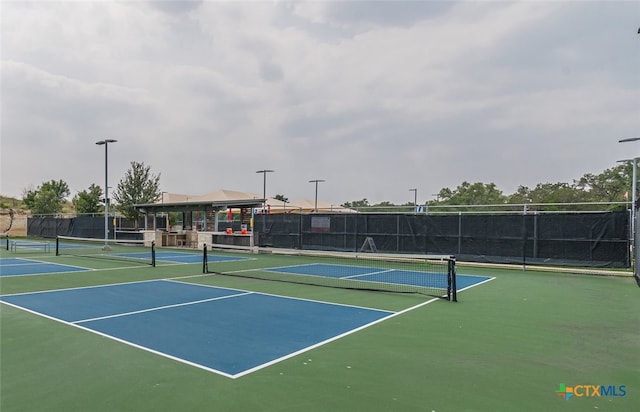 view of sport court featuring a gazebo