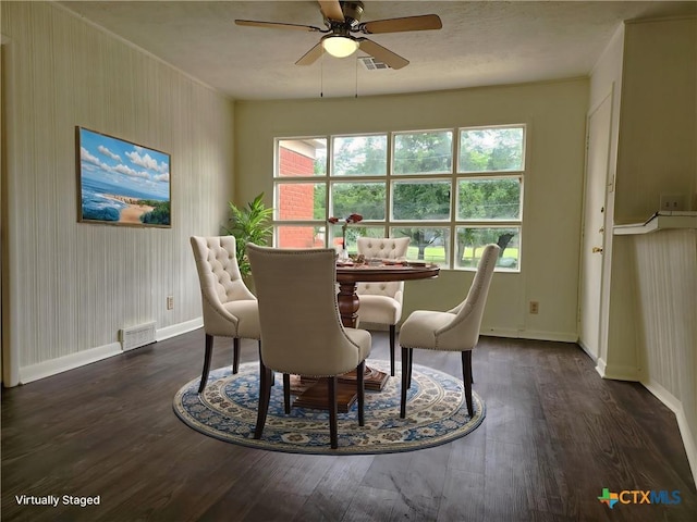 201 W Young Ave, Temple, TX 76501 - dining space featuring dark wood-style flooring and a ceiling fan