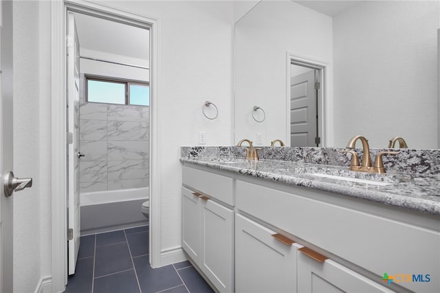 1386 Lyme Park, Bulverde, TX 78163 - full bathroom with double vanity, shower / tub combination, and tile patterned floors