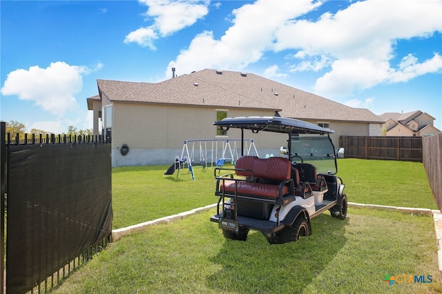1386 Lyme Park, Bulverde, TX 78163 - fenced backyard with a playground