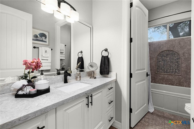 9807 Klein Ct, New Braunfels, TX 78132 - bathroom featuring vanity, toilet, and tile patterned flooring