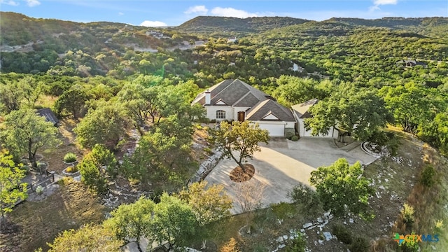 drone / aerial view with a mountain view