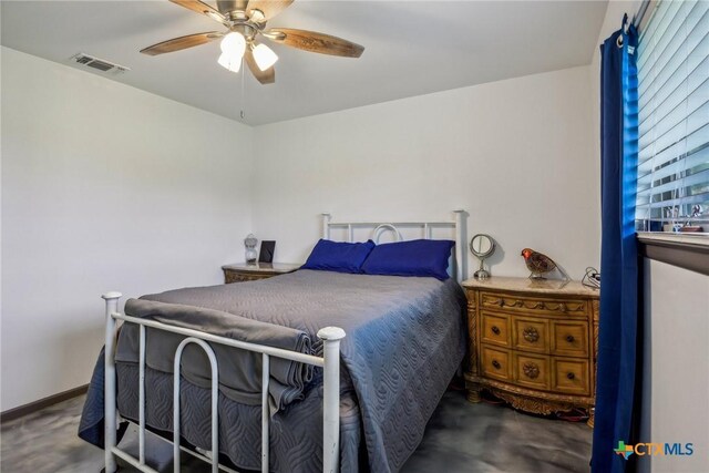 1035 Pine Meadow Rd, Seguin, TX 78155 - bedroom featuring a ceiling fan and visible vents