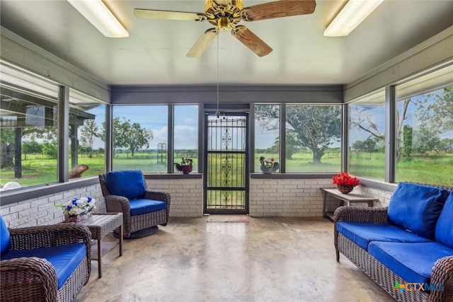 1035 Pine Meadow Rd, Seguin, TX 78155 - sunroom / solarium with a wealth of natural light, outdoor lounge area, and a ceiling fan