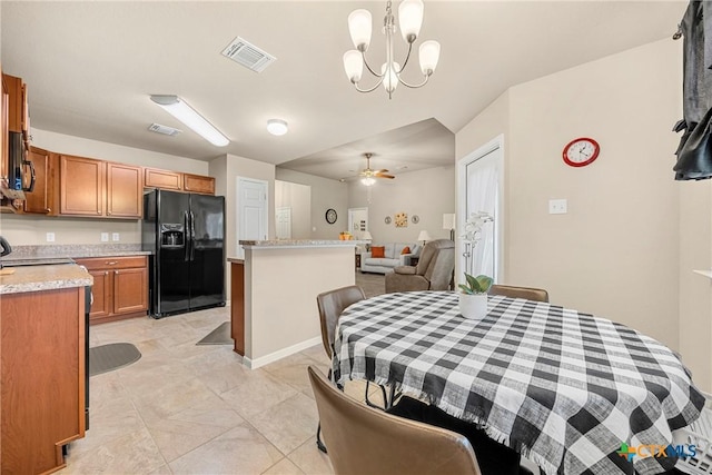 1212 Wethersfield Ln, Temple, TX 76504 - dining room with a chandelier and ceiling fan