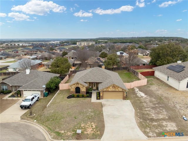 aerial view featuring a residential view