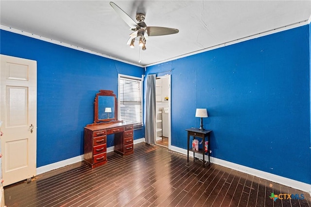 604 Westwood Dr, San Antonio, TX 78212 - unfurnished office with ceiling fan, baseboards, and wood finished floors