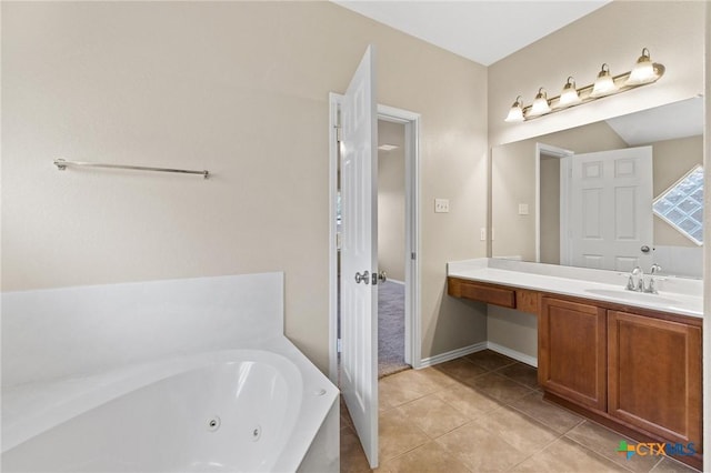 6208 Suellen Ln, Killeen, TX 76542 - full bath with a tub with jets, vanity, and tile patterned floors