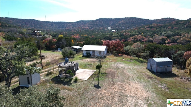 aerial view featuring a mountain view