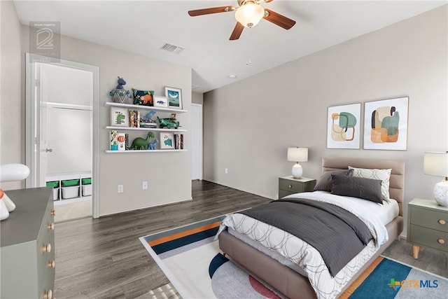 210 Mancos Dr, Georgetown, TX 78626 - bedroom with wood finished floors and ceiling fan
