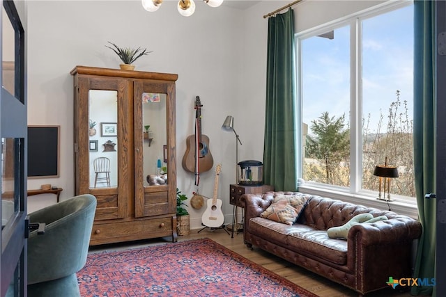 living area with wood finished floors