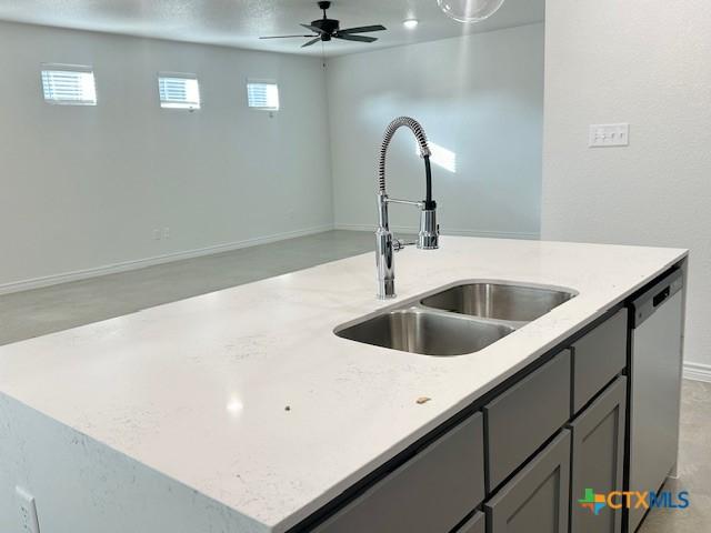 kitchen with a kitchen island