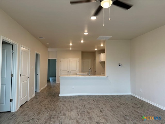 5100 Rose Petal Ct, Killeen, TX 76542 - unfurnished living room featuring a ceiling fan and wood finished floors