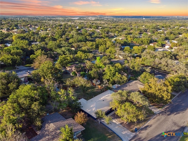 view of aerial view at dusk