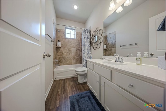 7624 Copper Creek Trl, Temple, TX 76502 - full bath with shower / bath combo, toilet, vanity, and wood finished floors